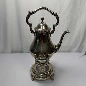 Wallace Baroque Silverplate Tilting Hot Water Kettle on Stand